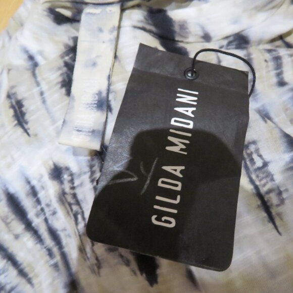 GILDA MIDANI Maria Maxi Dress in Black White Tie Dye Lagenlook Artsy Boho NWT - Picture 14 of 15